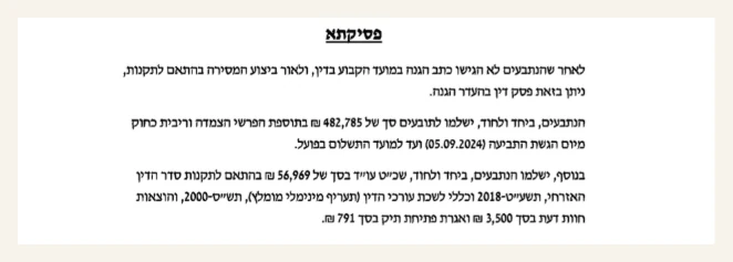 קטע אנונימי מפסק דין בתביעת נזקי גוף